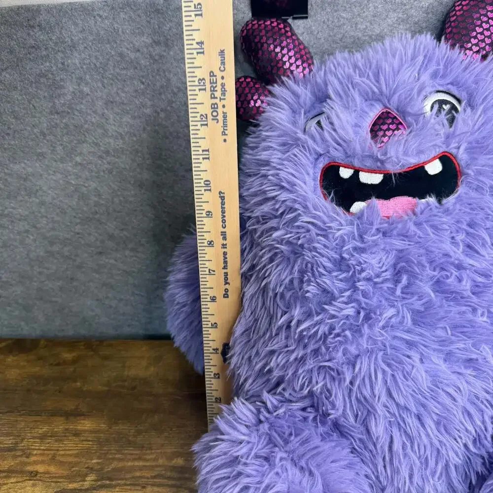 Hug & Luv Purple Shaggy Monster Plush with Heart Pattern Accents